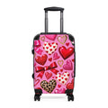 Valentine Heart Pattern Suitcase – Pink Glitter & Leopard Hearts Carry-On