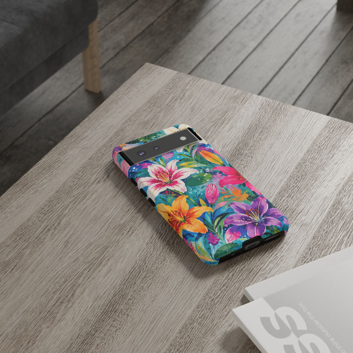 Floral Lily Tough Phone Case — Colorful Tropical Flower Protective Cover