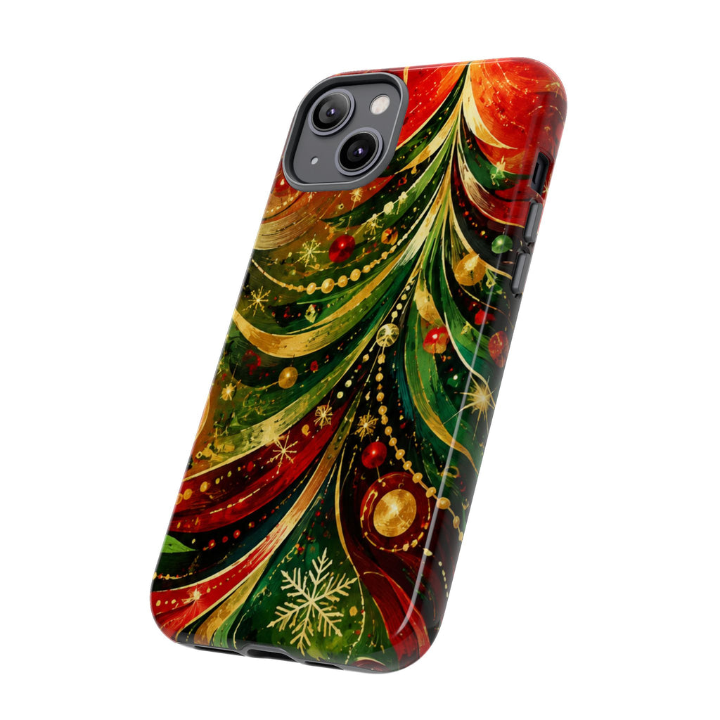 Christmas Tree Tough Phone Case — Festive Red & Green Holiday Phone Cover