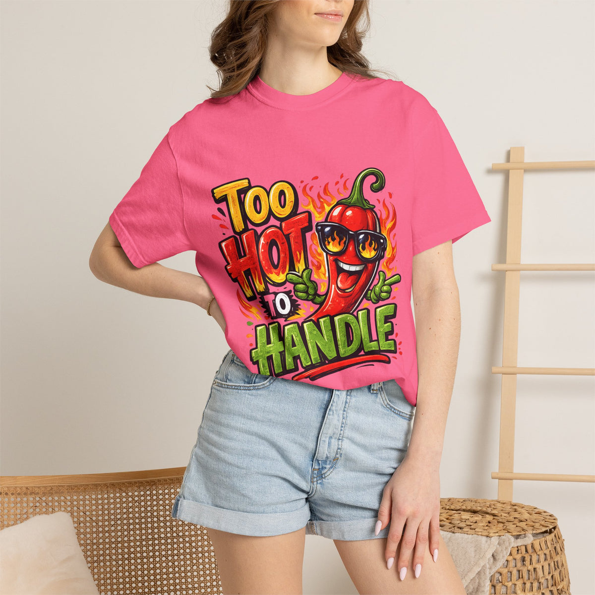 Too Hot to Handle pepper graphic T-shirt | spicy chili design