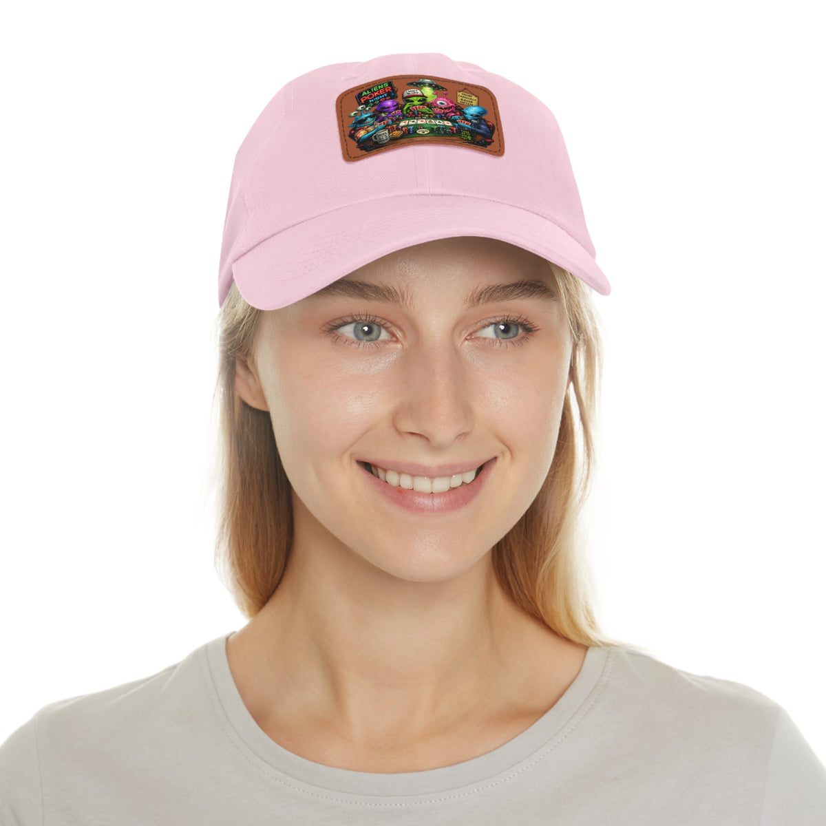 Alien Poker Crew Dad Hat | Leather Patch Baseball Cap