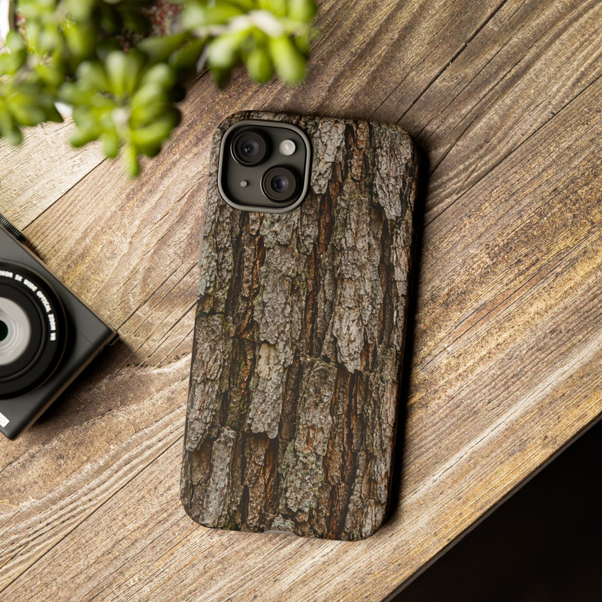 Bark Texture Phone Case - Rugged Woodland Camouflage for Nature Lovers
