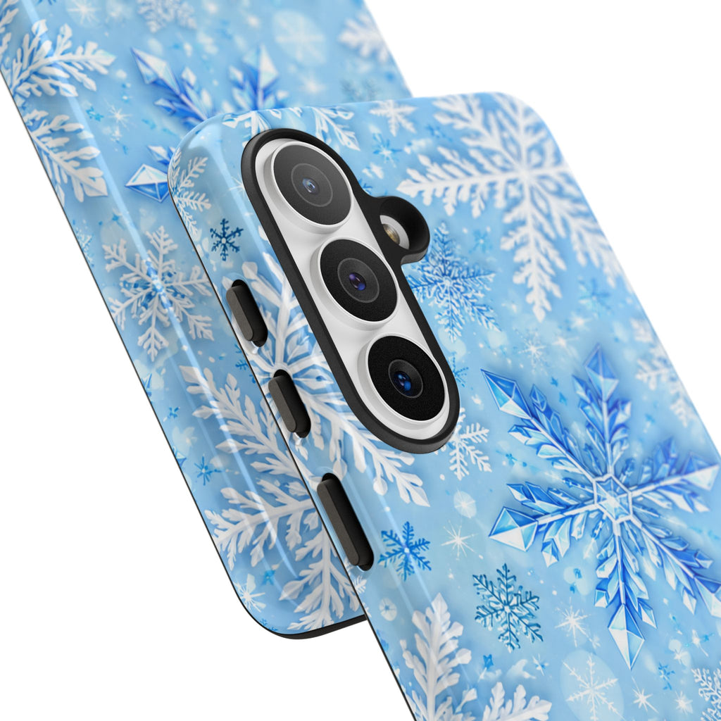 Winter Snowflake Tough Phone Case — Blue Holiday Protective Cover