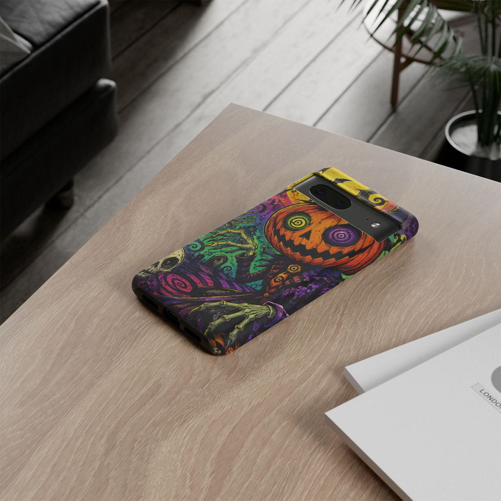 Halloween Pumpkin Skull Phone Case — Psychedelic Jack-o'-Lantern Tough Case