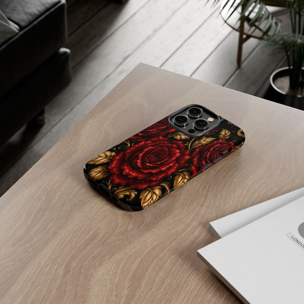 Tough Cases — Vintage Red Rose Floral Phone Case