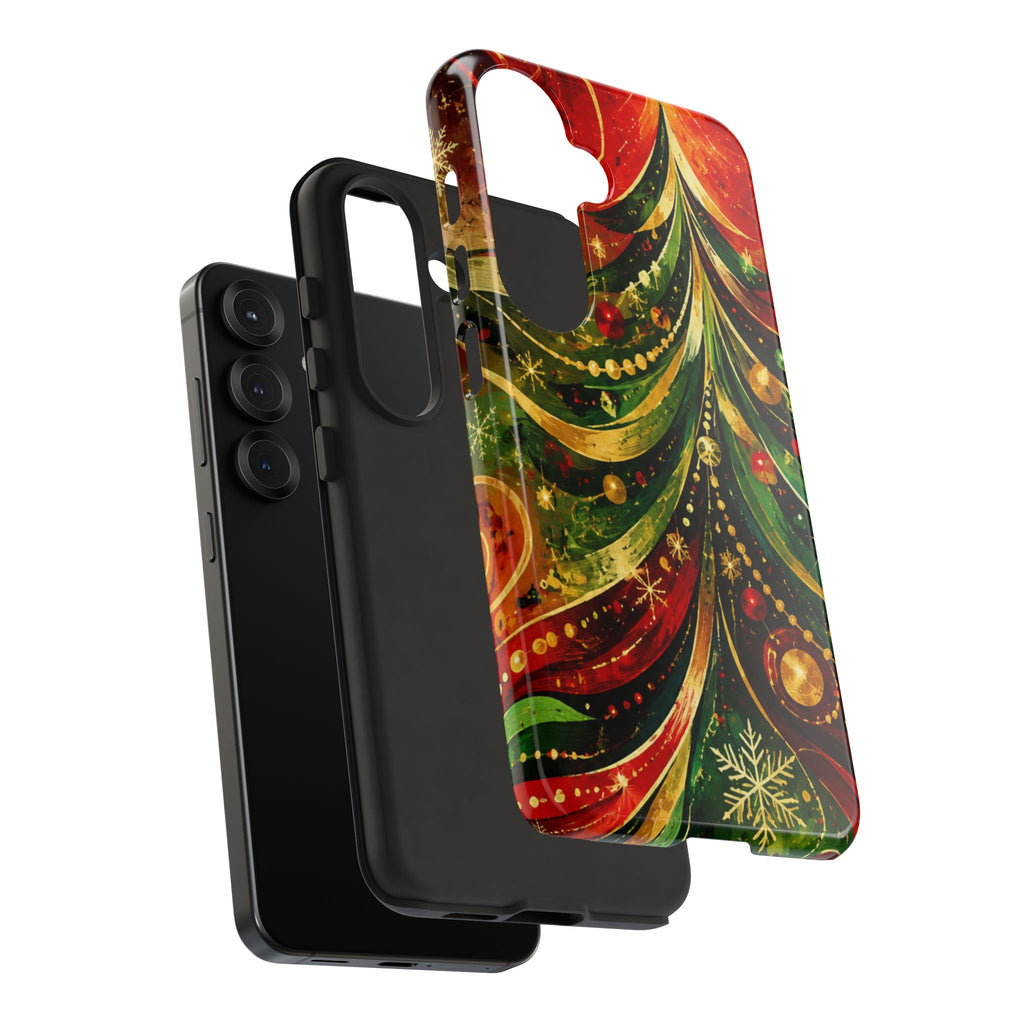 Christmas Tree Tough Phone Case — Festive Red & Green Holiday Phone Cover