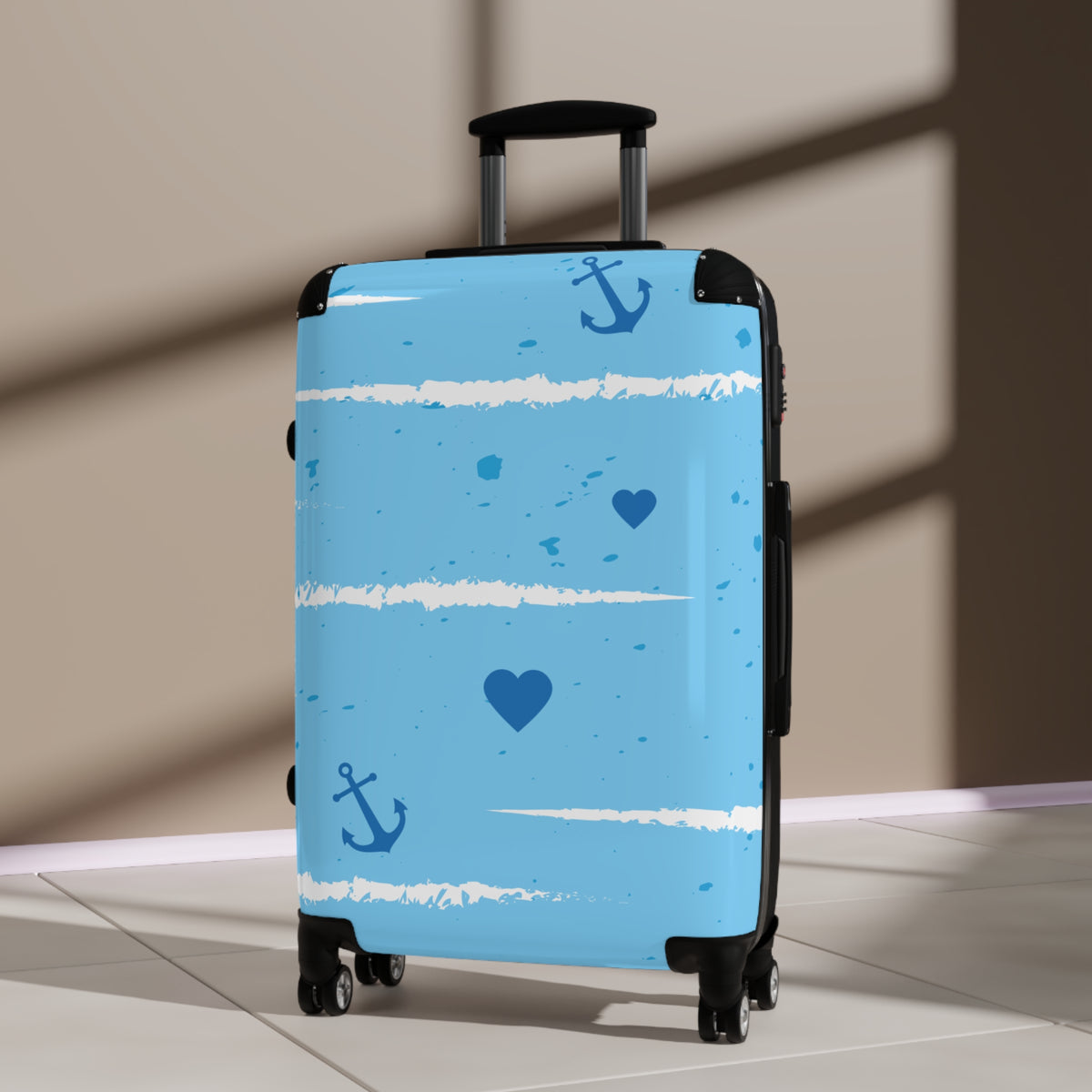 Nautical Heart Carry-On Suitcase — Blue Anchor Travel Luggage