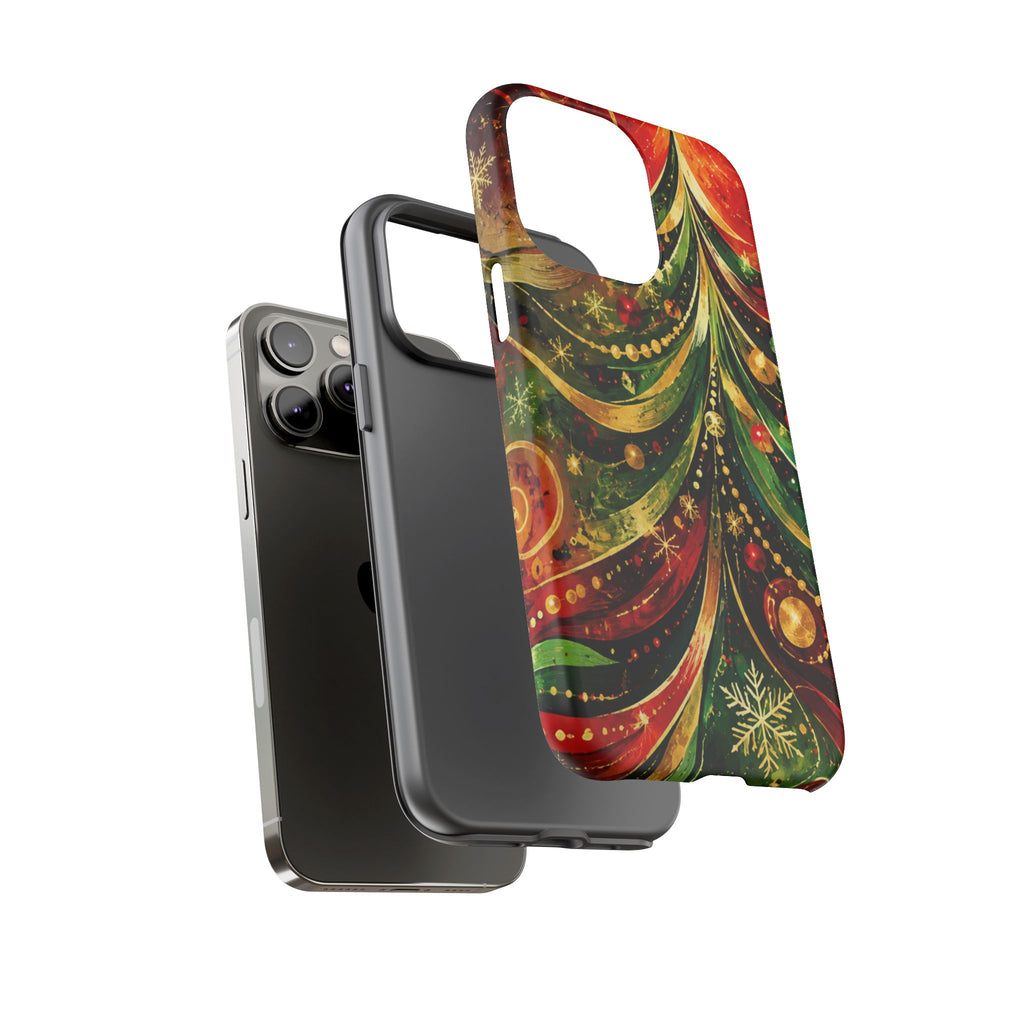Christmas Tree Tough Phone Case — Festive Red & Green Holiday Phone Cover