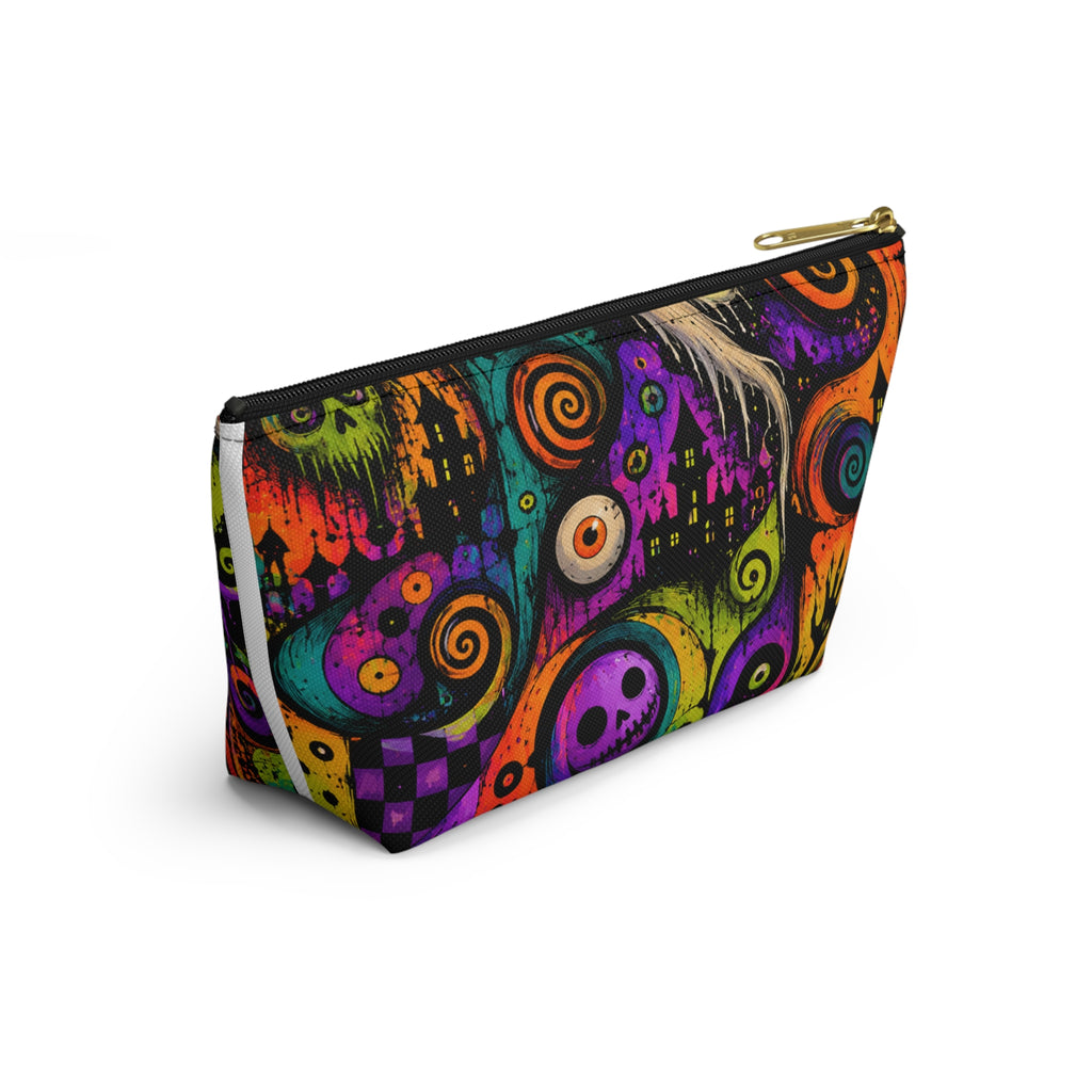 Neon Spooky Halloween Faces Accessory Pouch