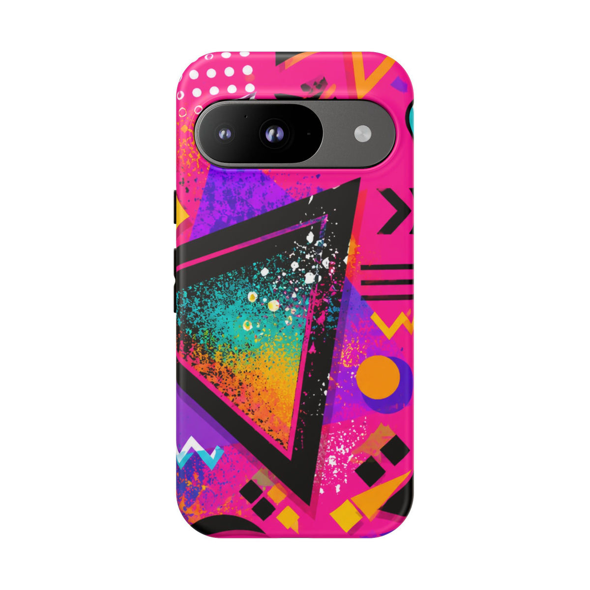 Retro 80s Geometric Phone Case — Neon Triangle Tough Case