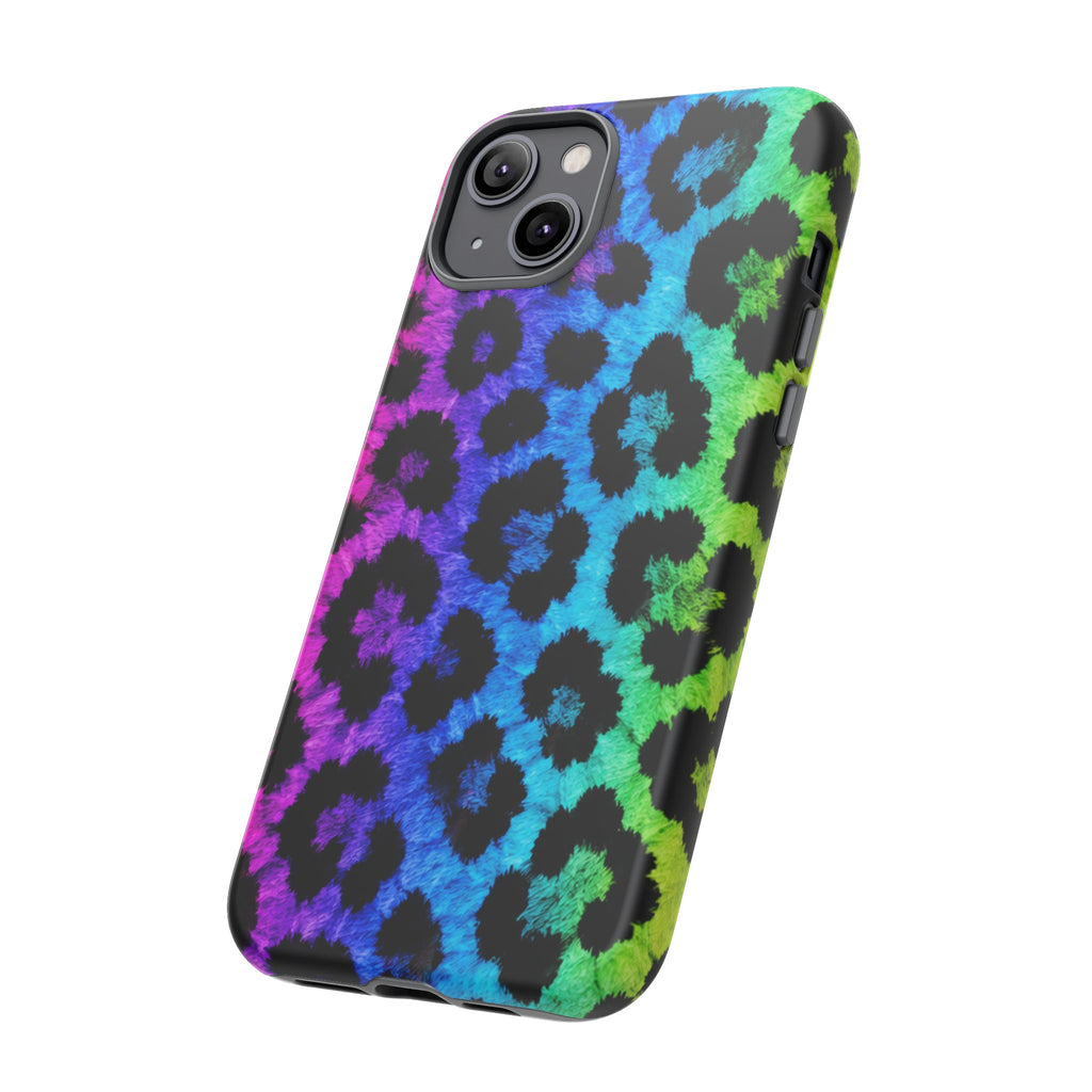 Neon Rainbow Leopard Tough Case – Colorful Animal Print Phone Cover