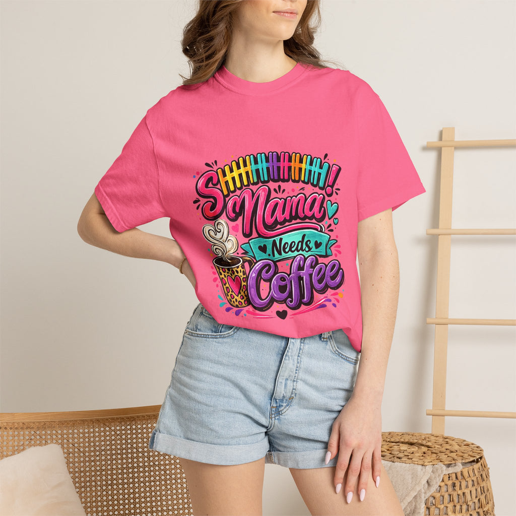 Mama Needs Coffee T-shirt | Colorful Coffee Cup Typography