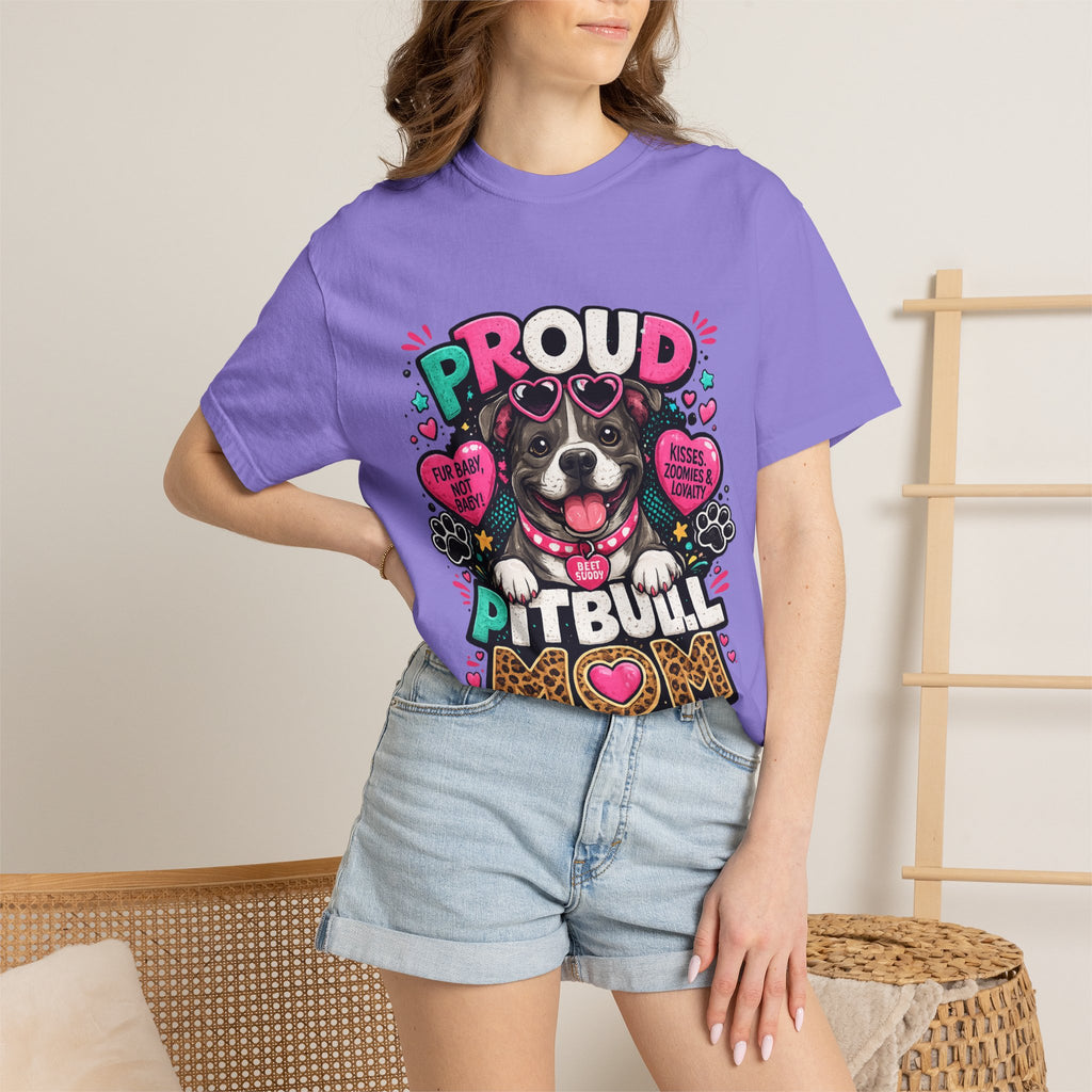 Proud Pitbull Mom T-Shirt | Cute Pitbull Illustration