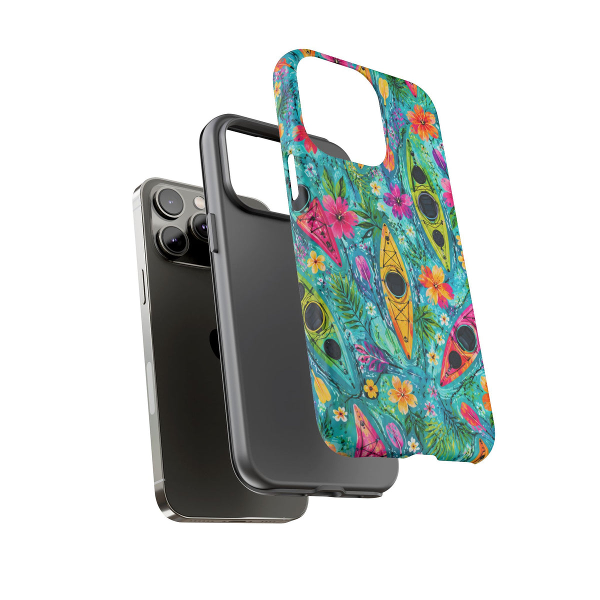 Tropical Kayak Phone Case – Colorful Floral Waterproof Pattern