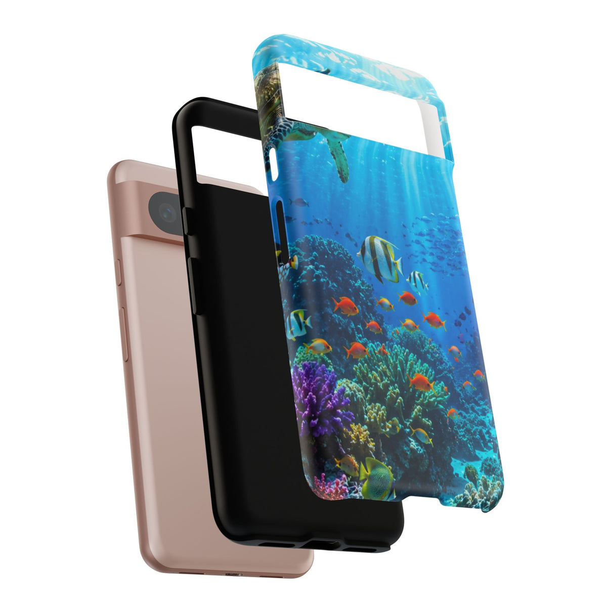 Underwater Ocean Life Tough Phone Case — Coral Reef & Sea Turtle Protective Cover