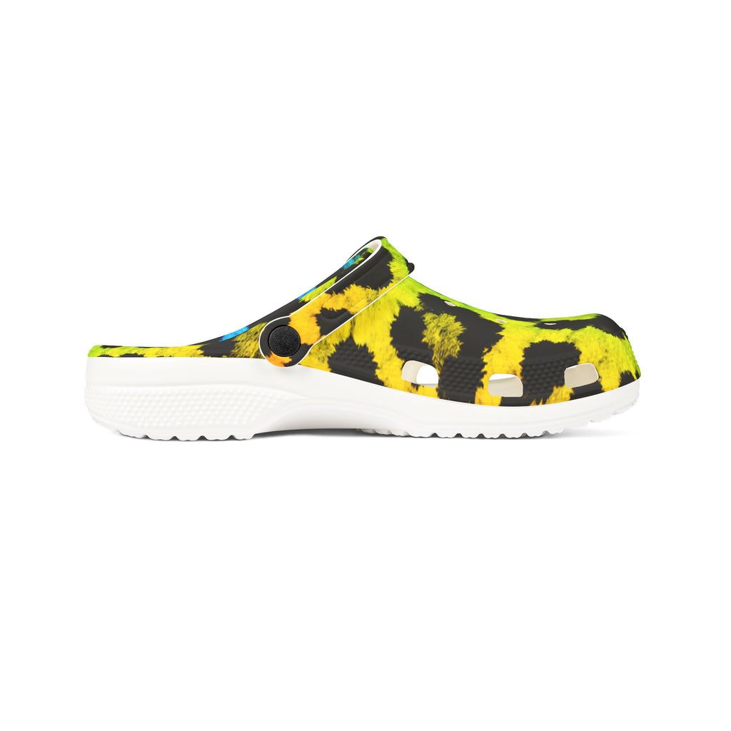 Neon Leopard EVA Foam Clogs — Lightweight Slip-On Garden Shoes