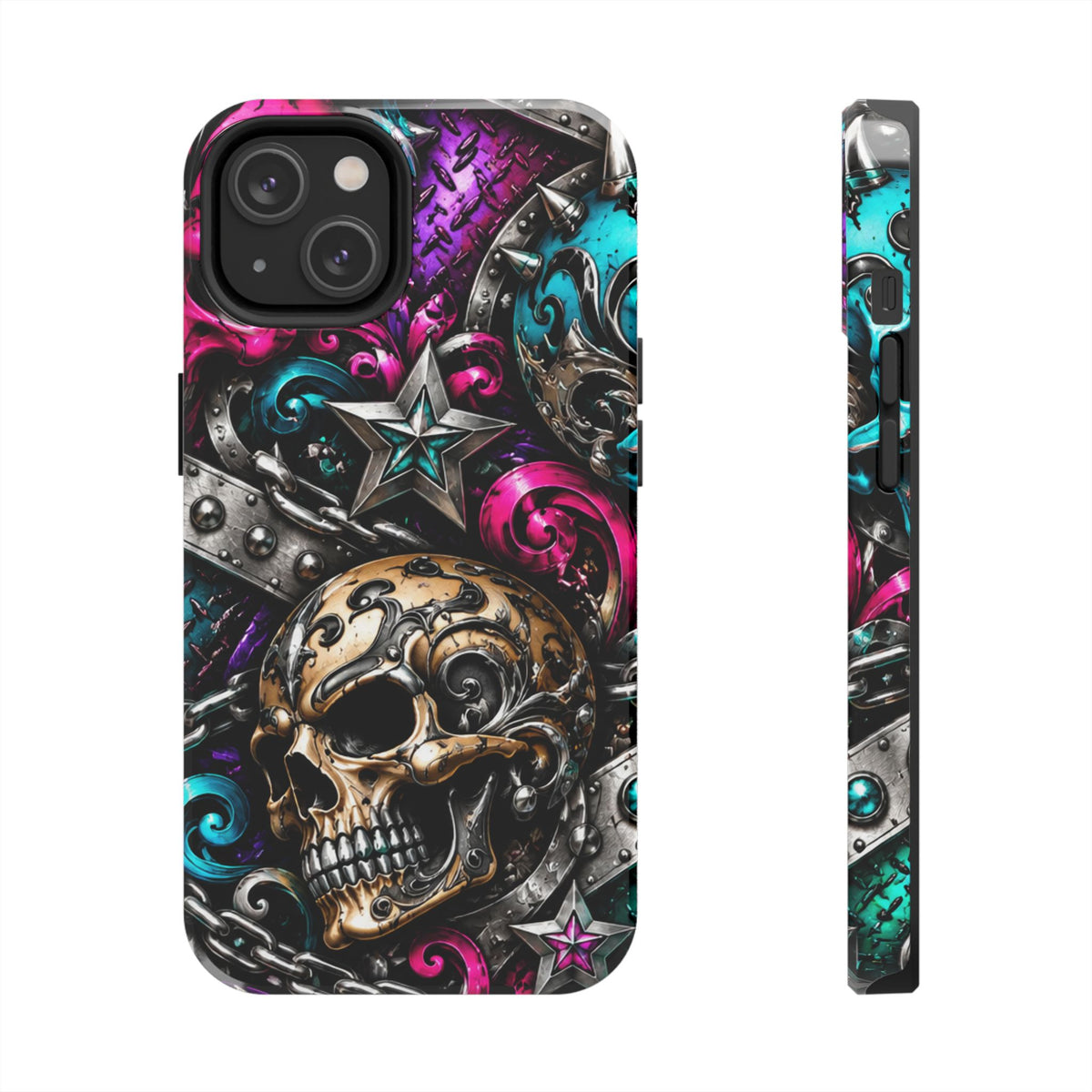 Skull & Stars Tough Phone Case | Colorful Gothic Skull Phone Case