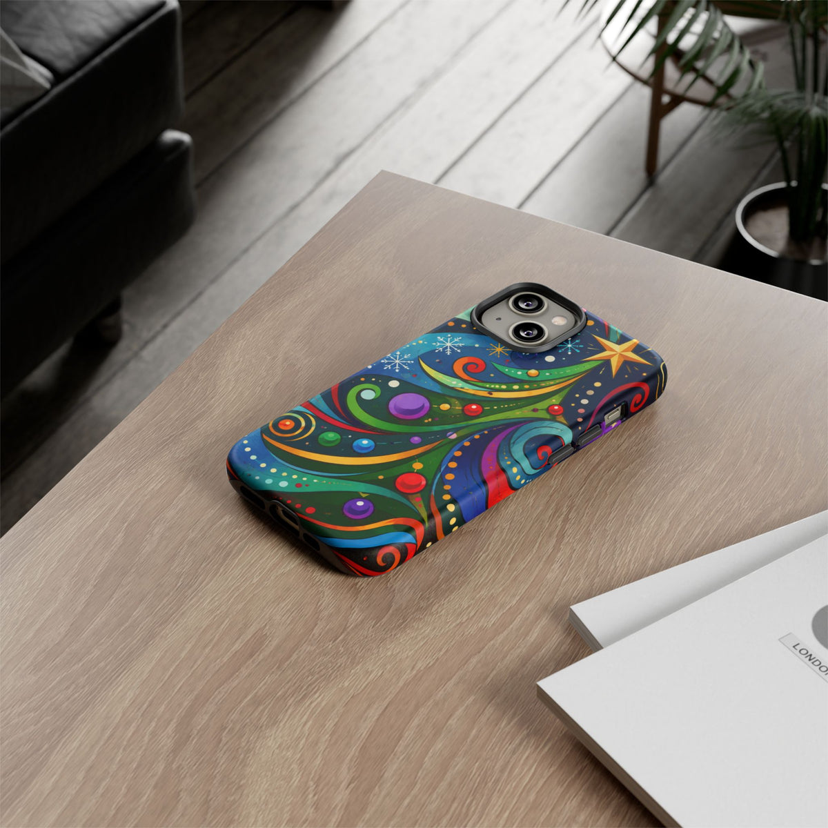 Colorful Swirl Christmas Tree Tough Phone Case