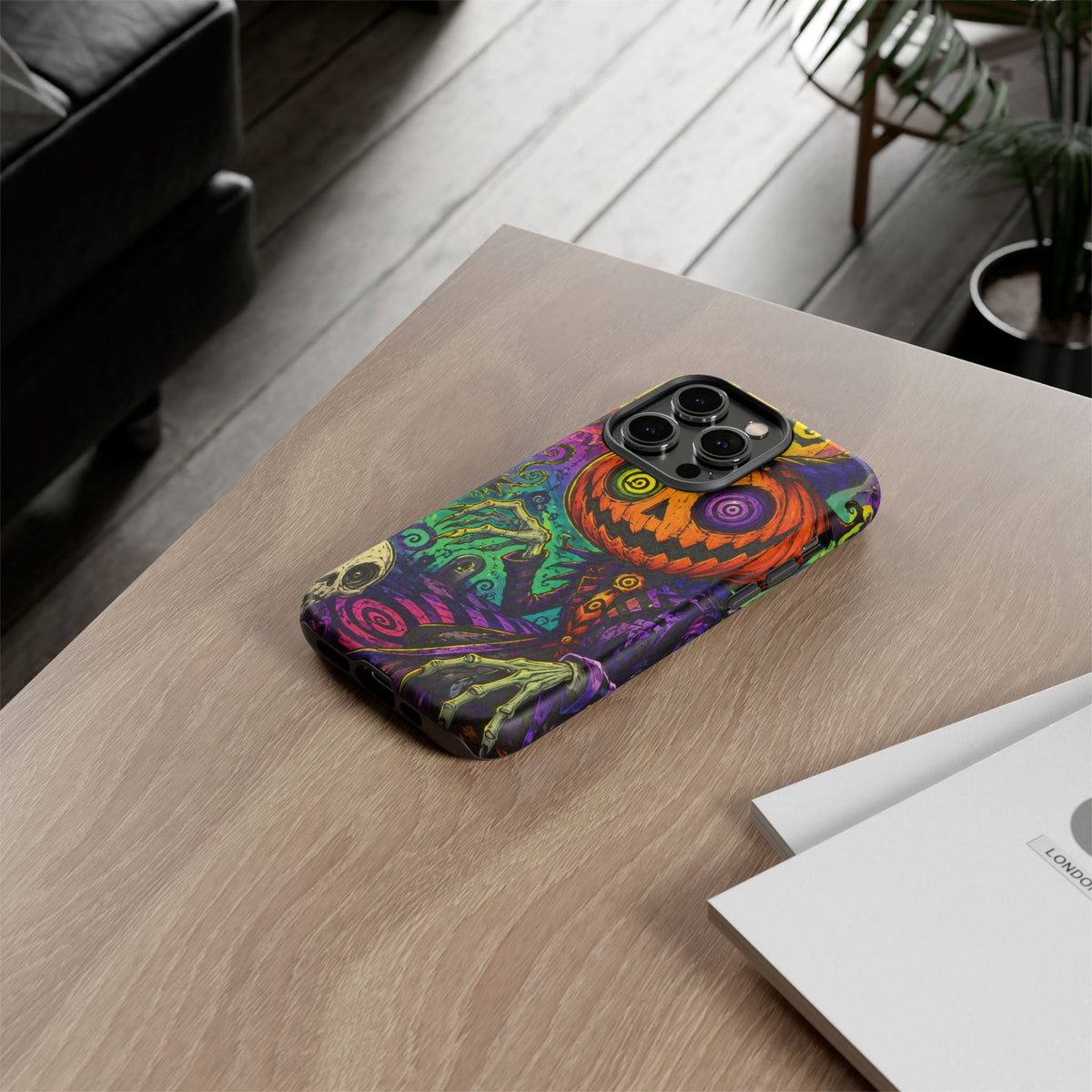 Halloween Pumpkin Skull Phone Case — Psychedelic Jack-o'-Lantern Tough Case