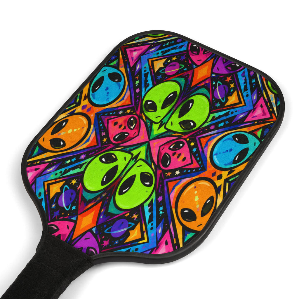 Neon Alien Pickleball Paddles & Balls Kit — Colorful Psychedelic Pickleball Set