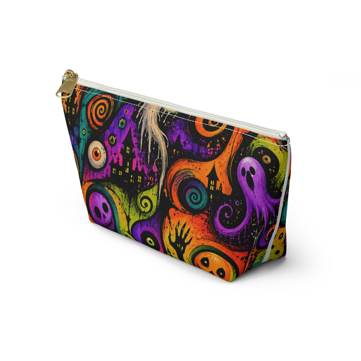 Neon Spooky Halloween Faces Accessory Pouch