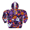 Halloween Allover Print Hoodie — Cute Spooky Ghosts, Pumpkins & Skulls
