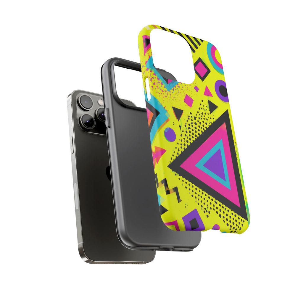 Retro 80s Geometric Phone Case — Neon Memphis Triangle Design