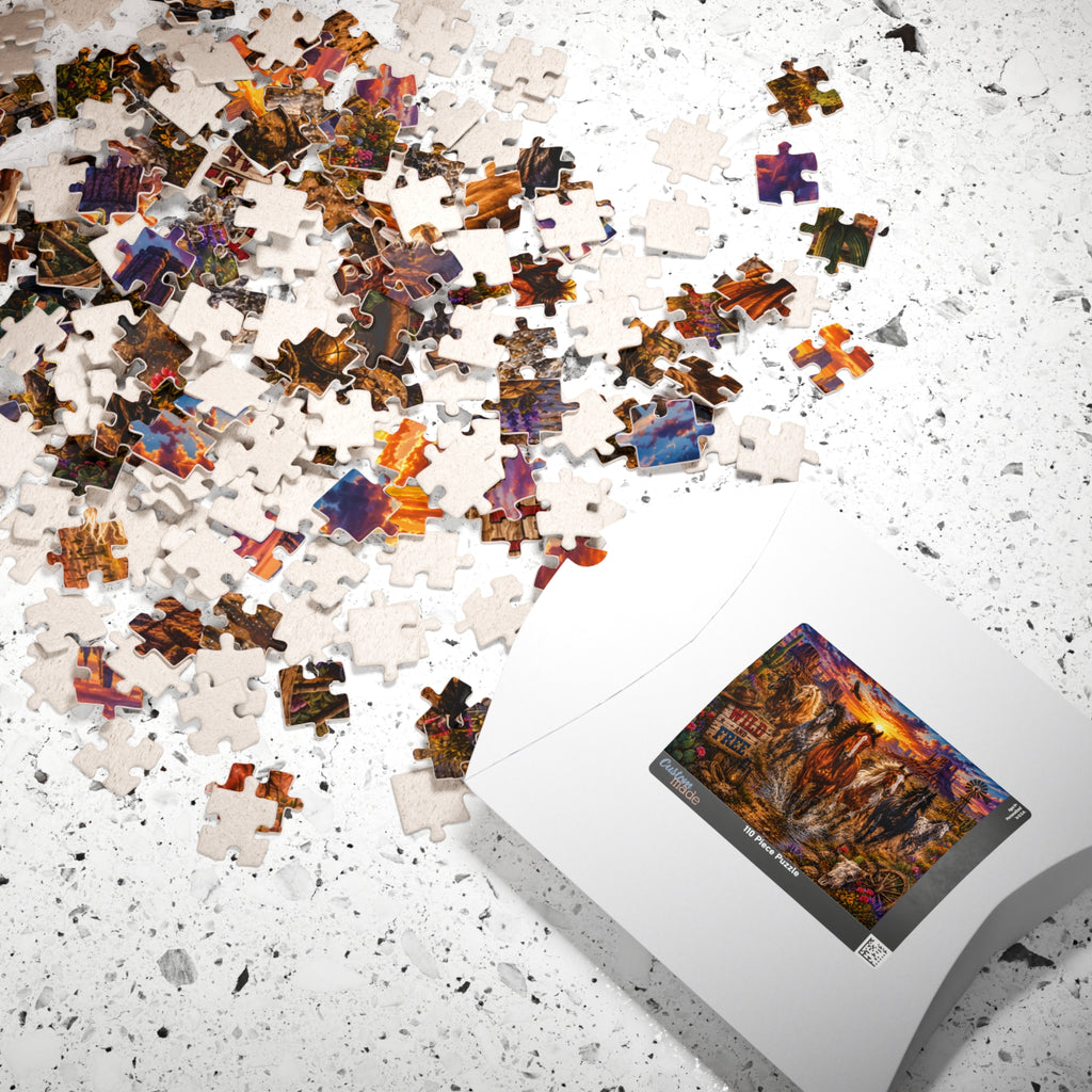 Wild and Free Running Horses Puzzle | Western Sunset 1000-Piece