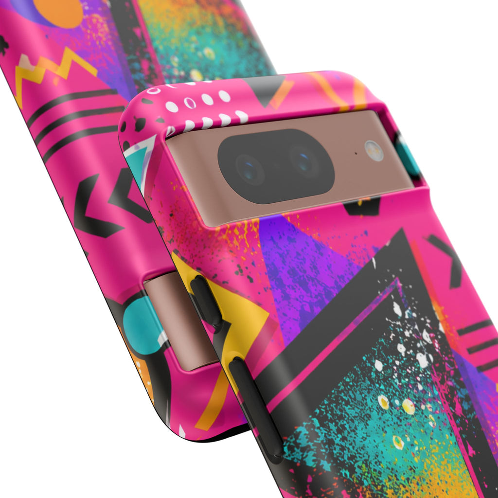 Retro 80s Geometric Phone Case — Neon Triangle Tough Case