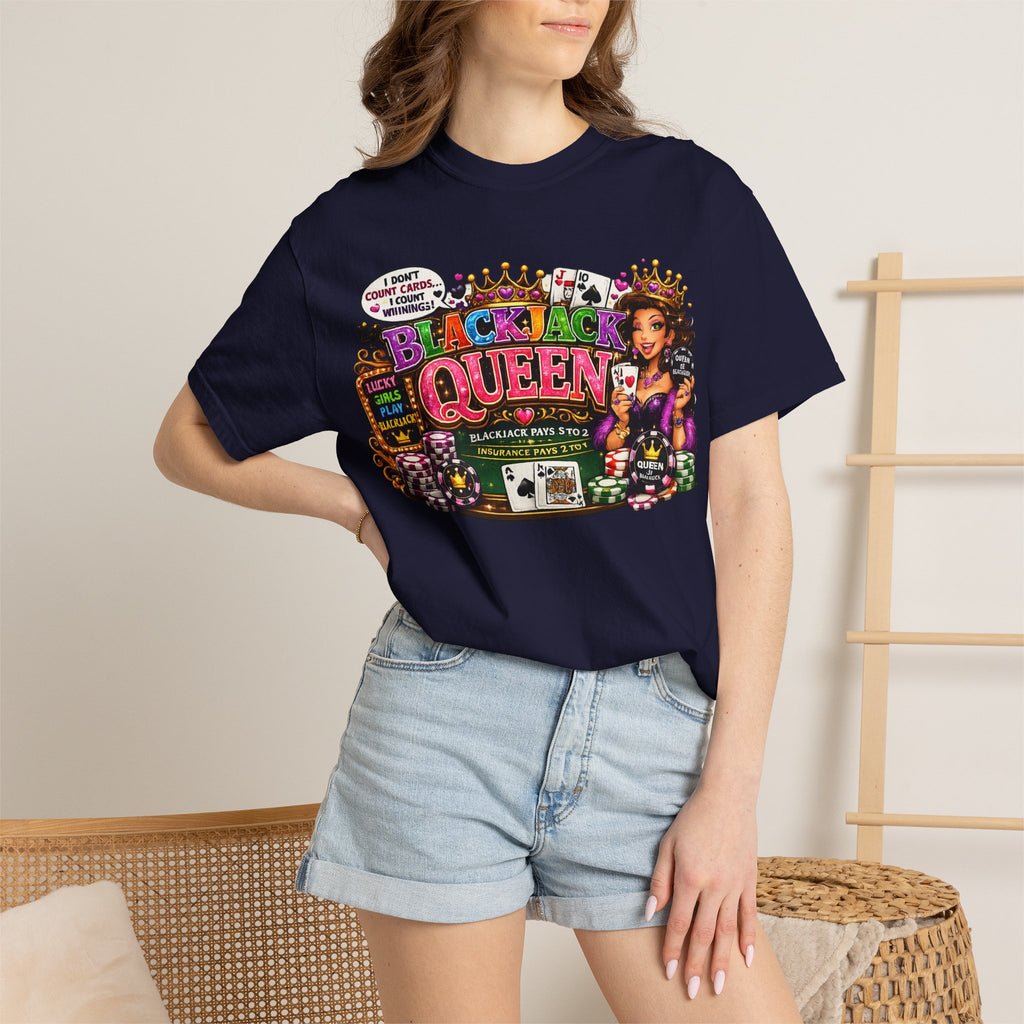 Blackjack Queen T-shirt | Casino Card Dealer Illustration