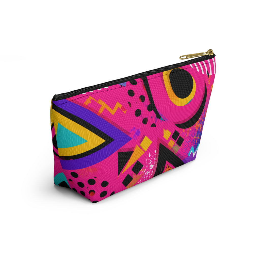 90s Neon Geometric Print Accessory Pouch | T-Bottom Cosmetic Bag