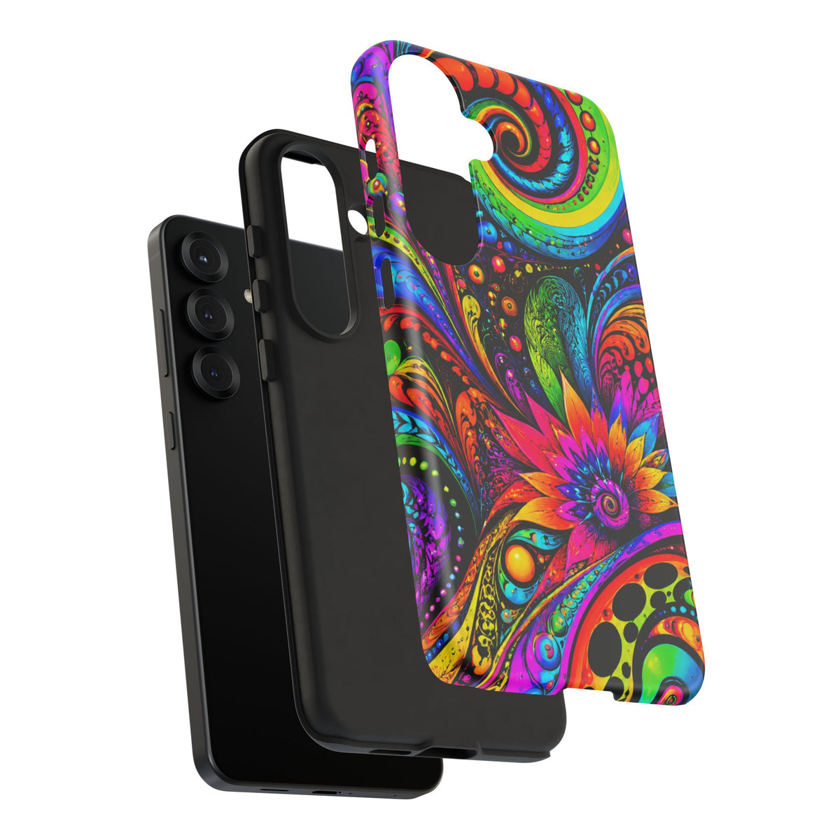 Psychedelic Floral Phone Case — Vibrant Swirl Tough Protective Cover