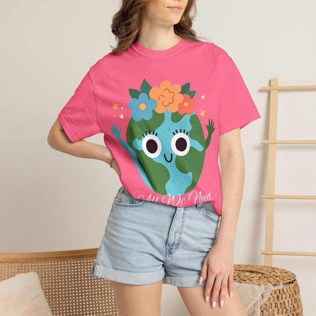 Flower Crown Earth Illustration T-shirt | Cute Planet Graphic