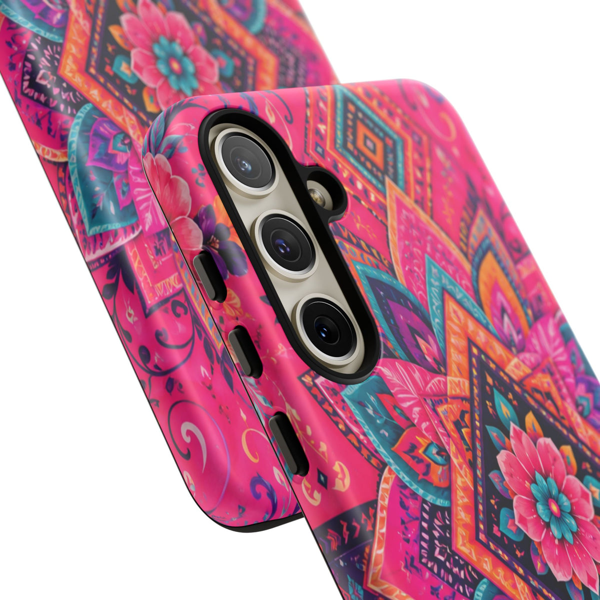 Floral Mandala Tough Phone Case — Pink Boho Protective Cover