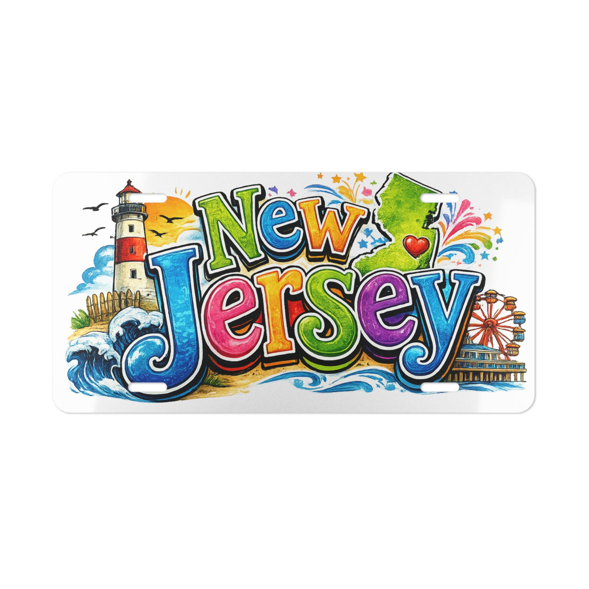 New Jersey Illustrated Vanity Plate | State Landmark License Plate