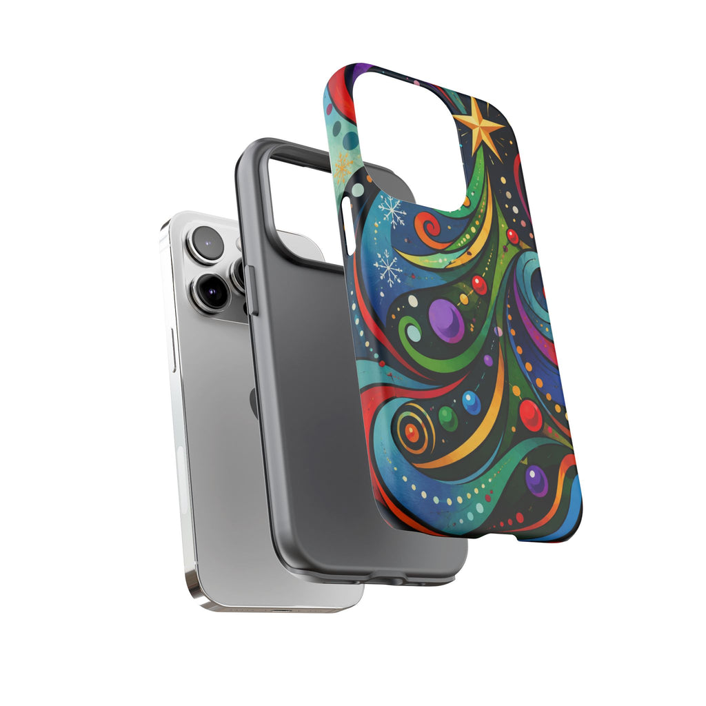 Colorful Swirl Christmas Tree Tough Phone Case