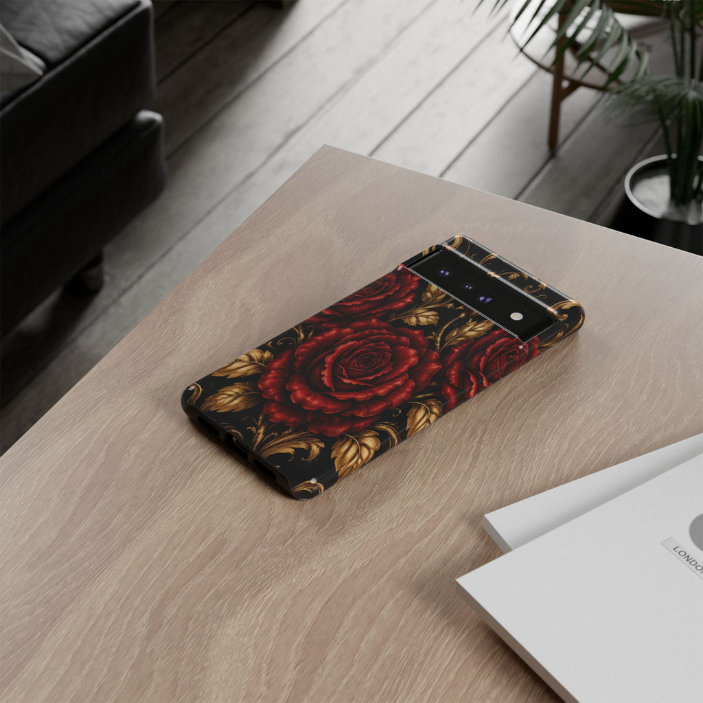 Tough Cases — Vintage Red Rose Floral Phone Case