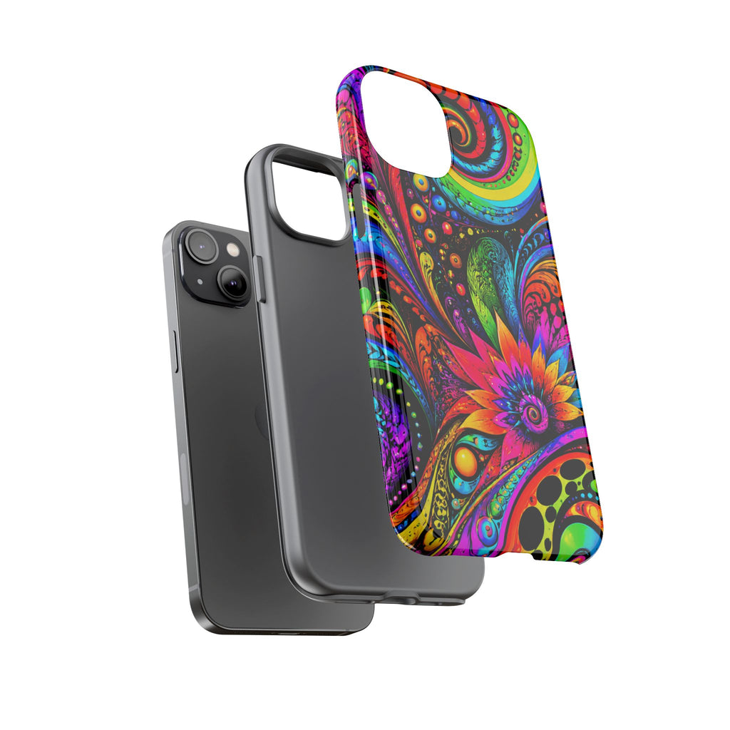 Psychedelic Floral Phone Case — Vibrant Swirl Tough Protective Cover