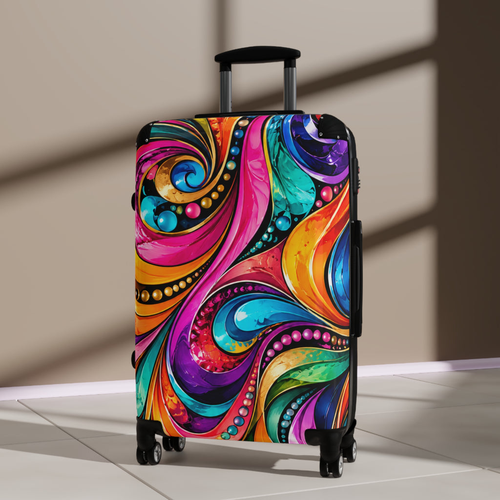 Colorful Swirl Carry-On Suitcase — Vibrant Abstract Travel Luggage