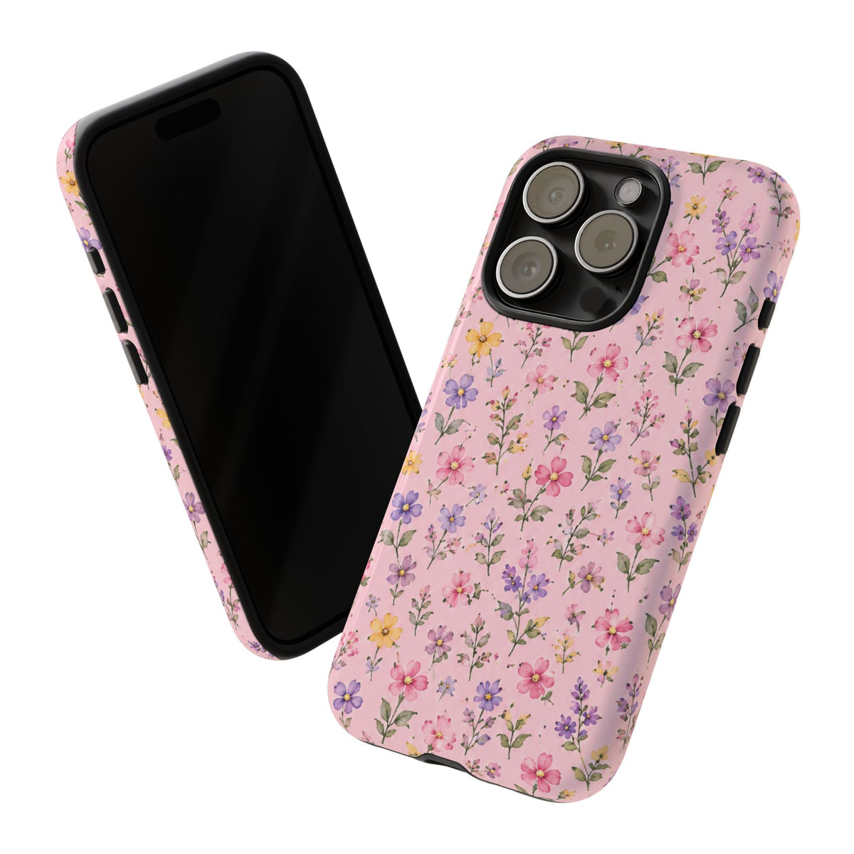 Floral Pink Tough Phone Case — Pastel Wildflower Protective Case