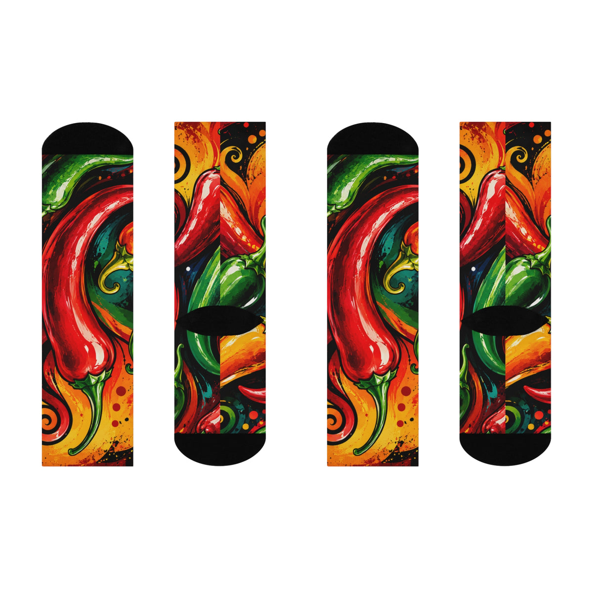 Spicy Chili Pepper Crew Socks — Colorful Artful Comfort
