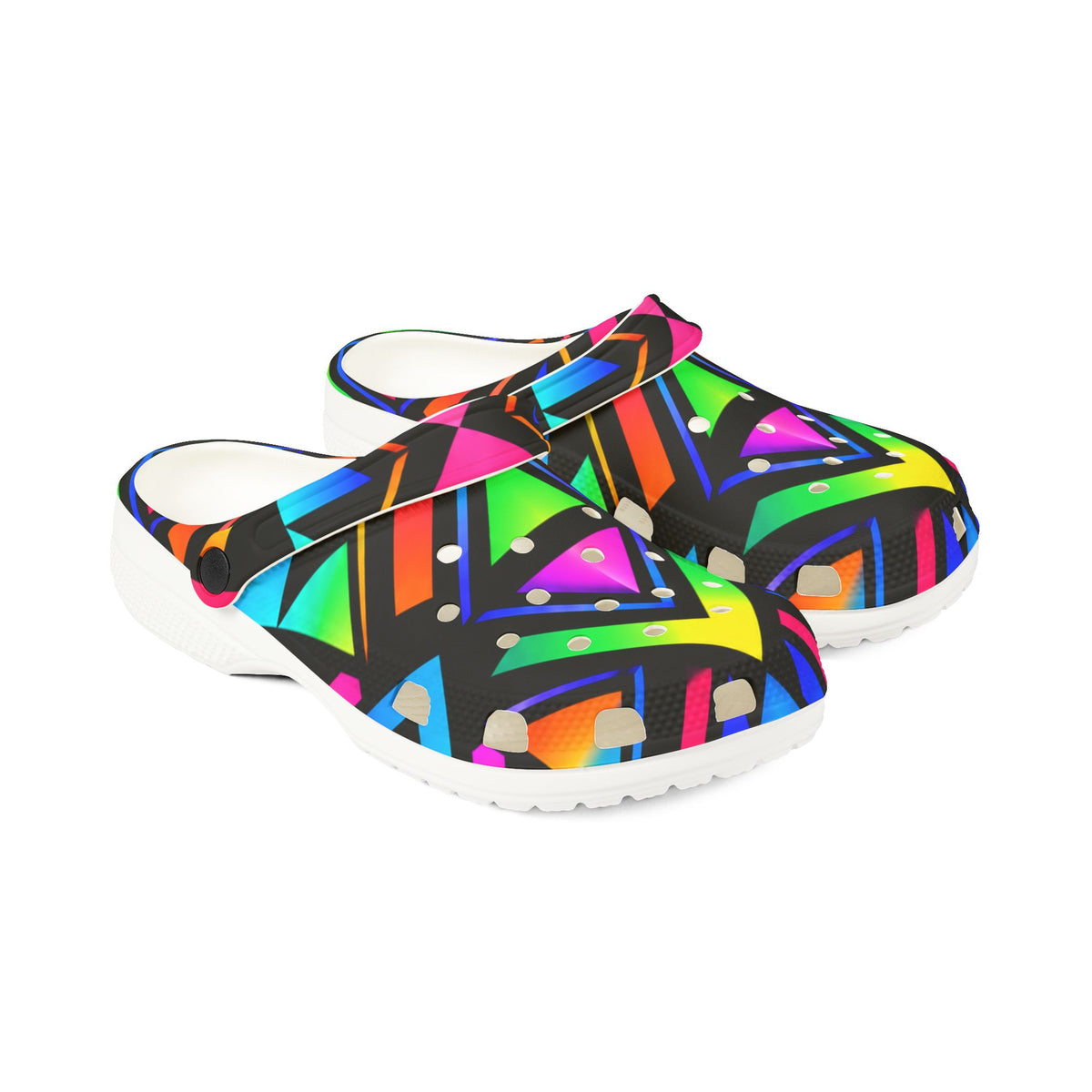 Neon Geometric Clogs — Colorful EVA Foam Slip-On Shoes