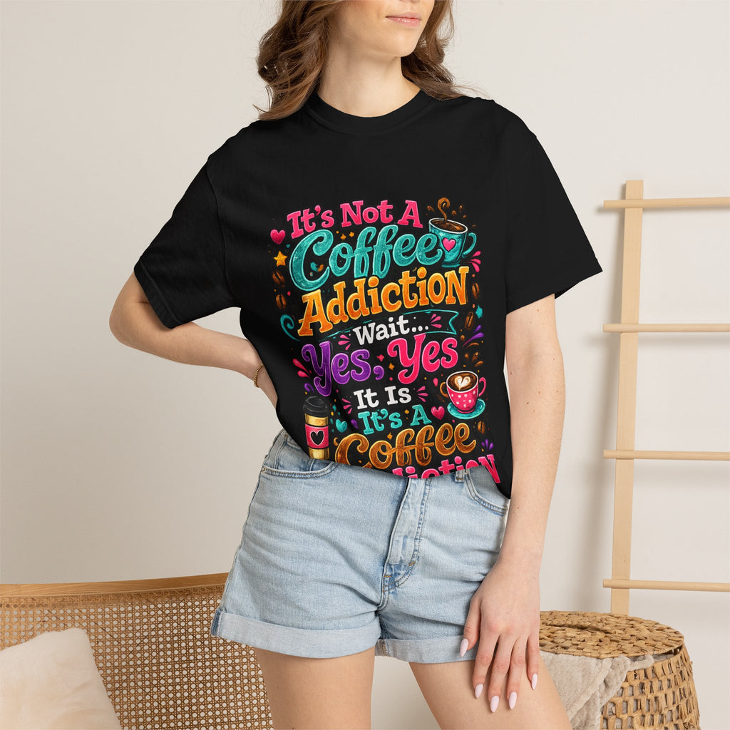 Coffee Addiction Typography T-Shirt | Coffee Lover Tee