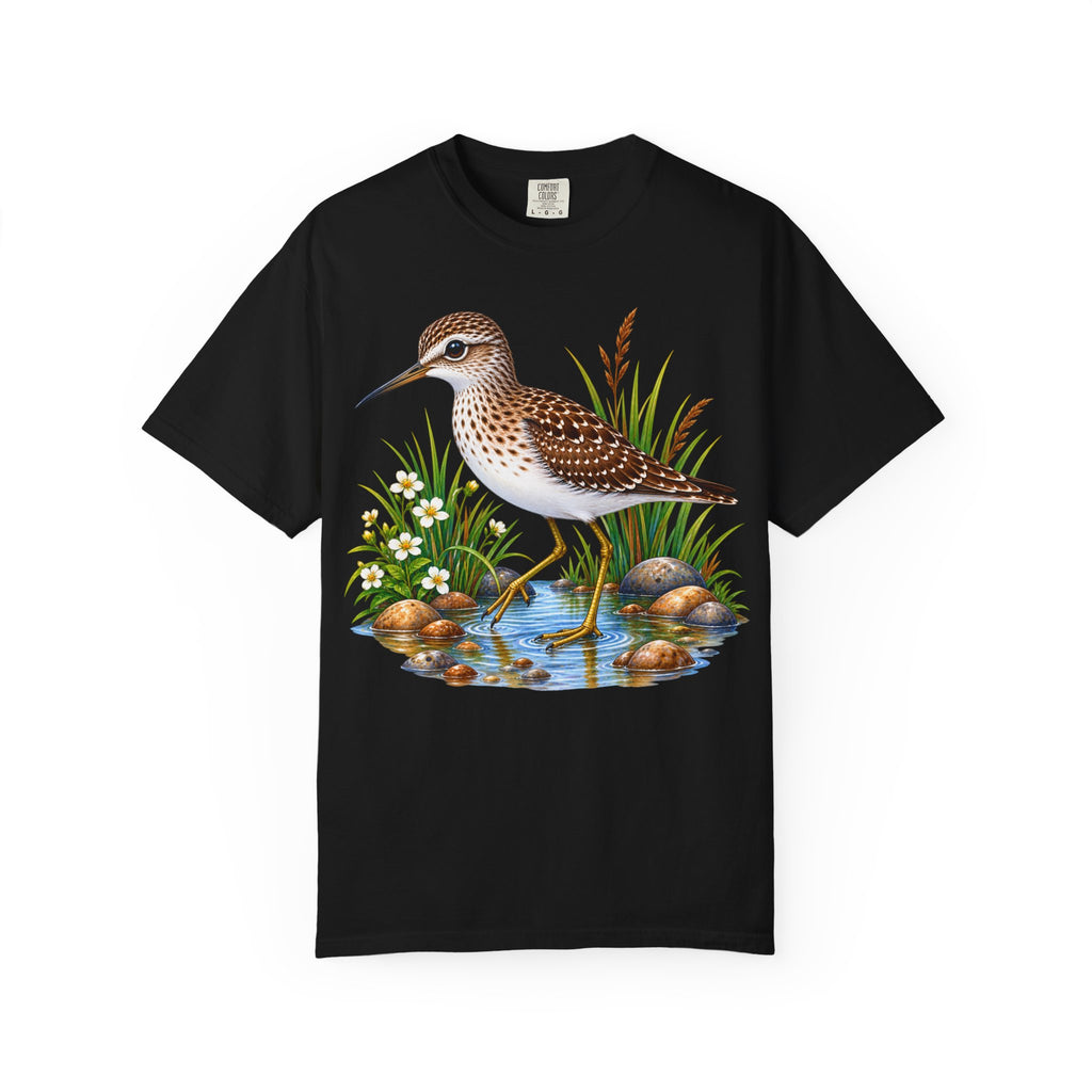 Shorebird Illustration T-Shirt — Marsh Sandpiper Graphic Tee