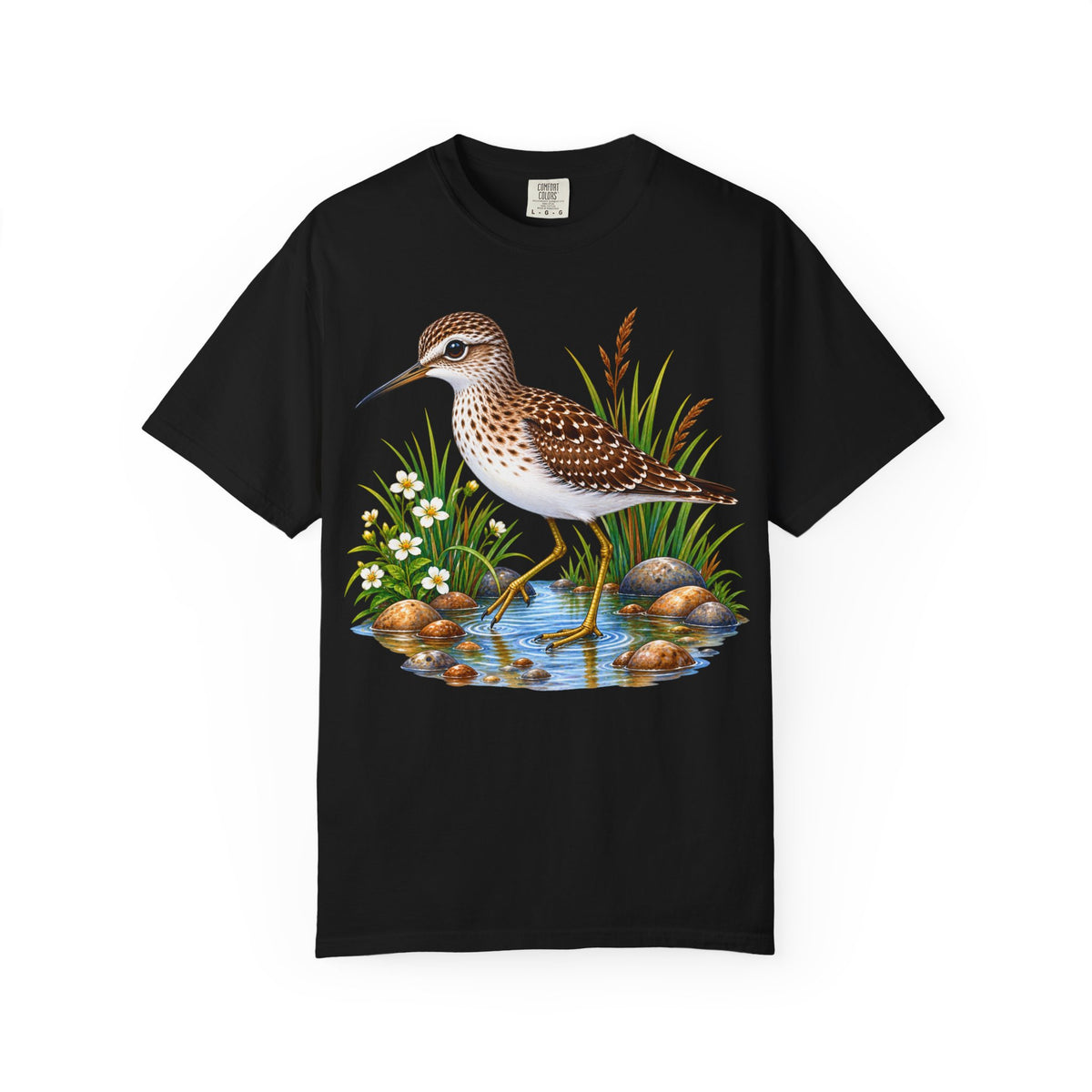 Shorebird Illustration T-Shirt — Marsh Sandpiper Graphic Tee