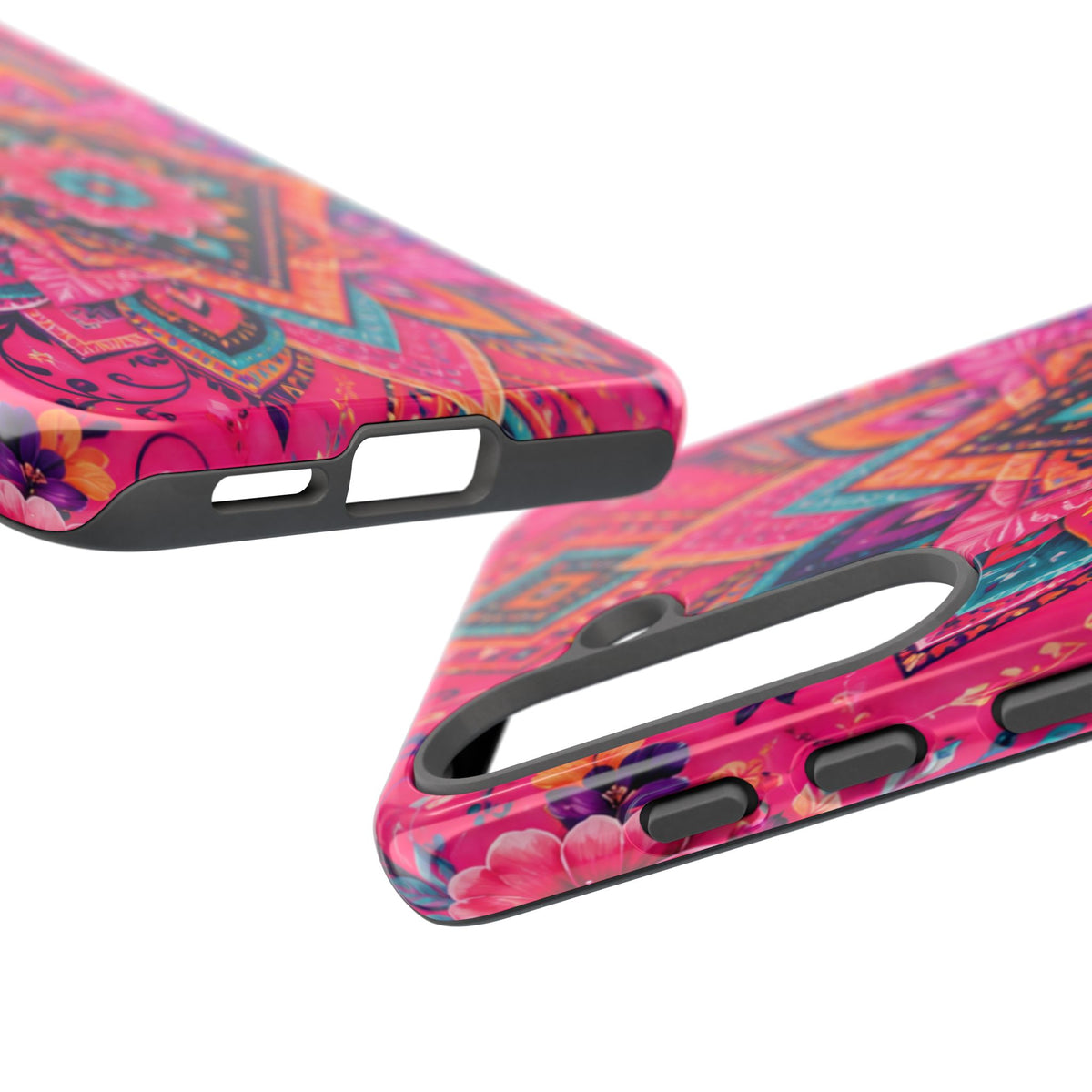 Floral Mandala Tough Phone Case — Pink Boho Protective Cover