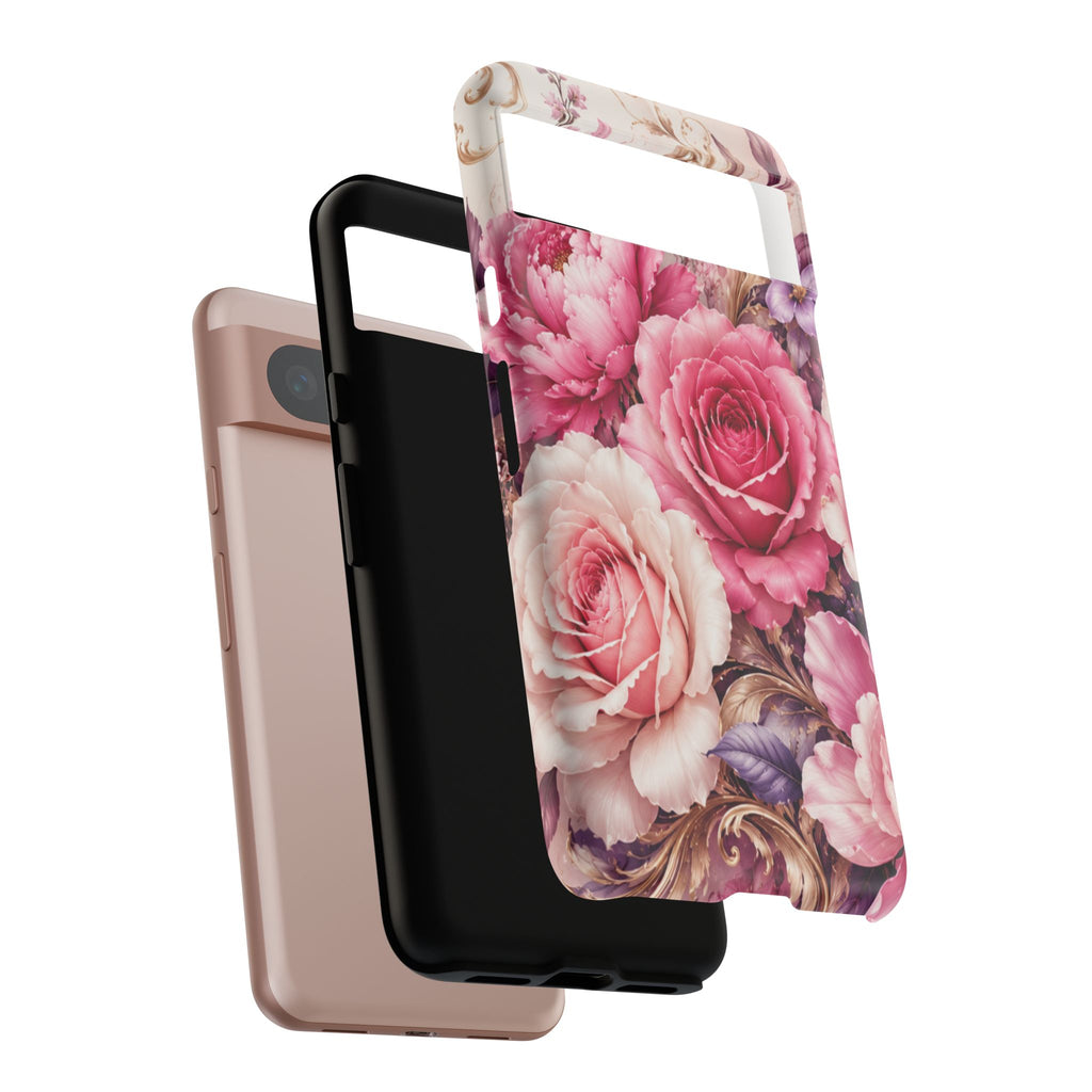 Pink Vintage Roses phone case | floral iPhone cover