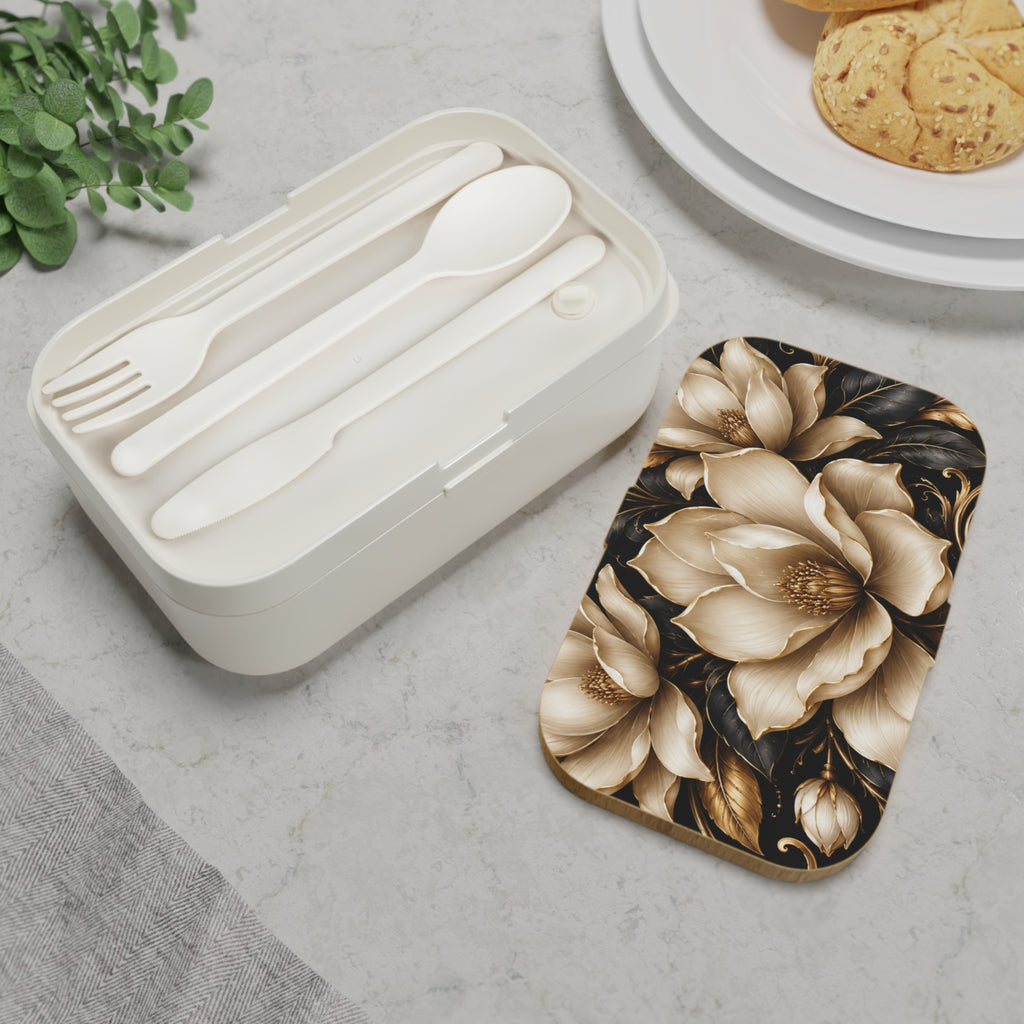 Floral Magnolia Bento Box — Elegant Vintage Flower Lunch Container