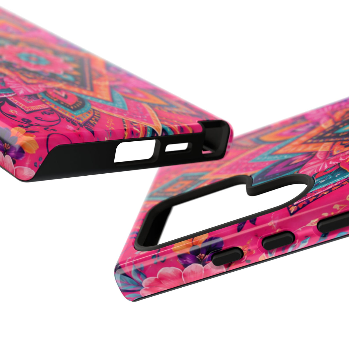 Floral Mandala Tough Phone Case — Pink Boho Protective Cover
