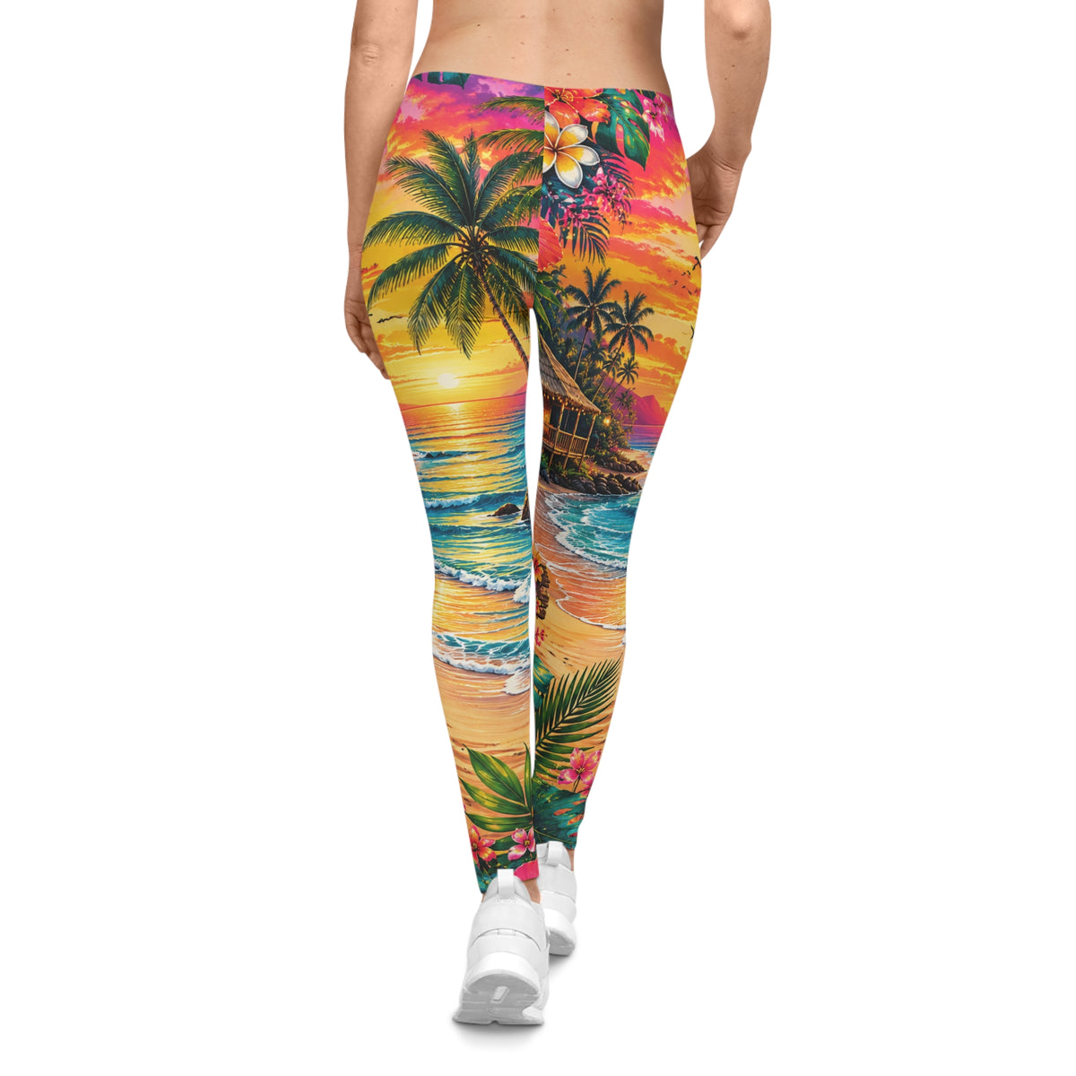 Tropical Sunset Leggings — Vibrant Beach Print Women's Leggings